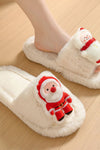 Sapatos de Natal Ins Papai Noel Pantufas de Algodão Abertas Inverno Casa Interior Piso Pelúcia Quente Pantufas Peludas Mulheres