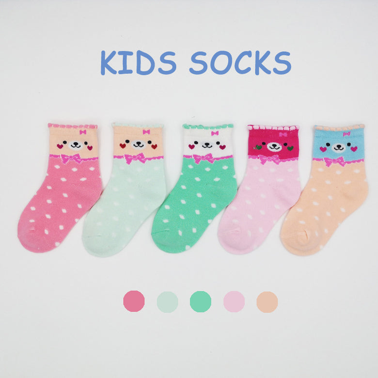 Polka Dot Cartoon Cute Girls In Tube Cotton Socks